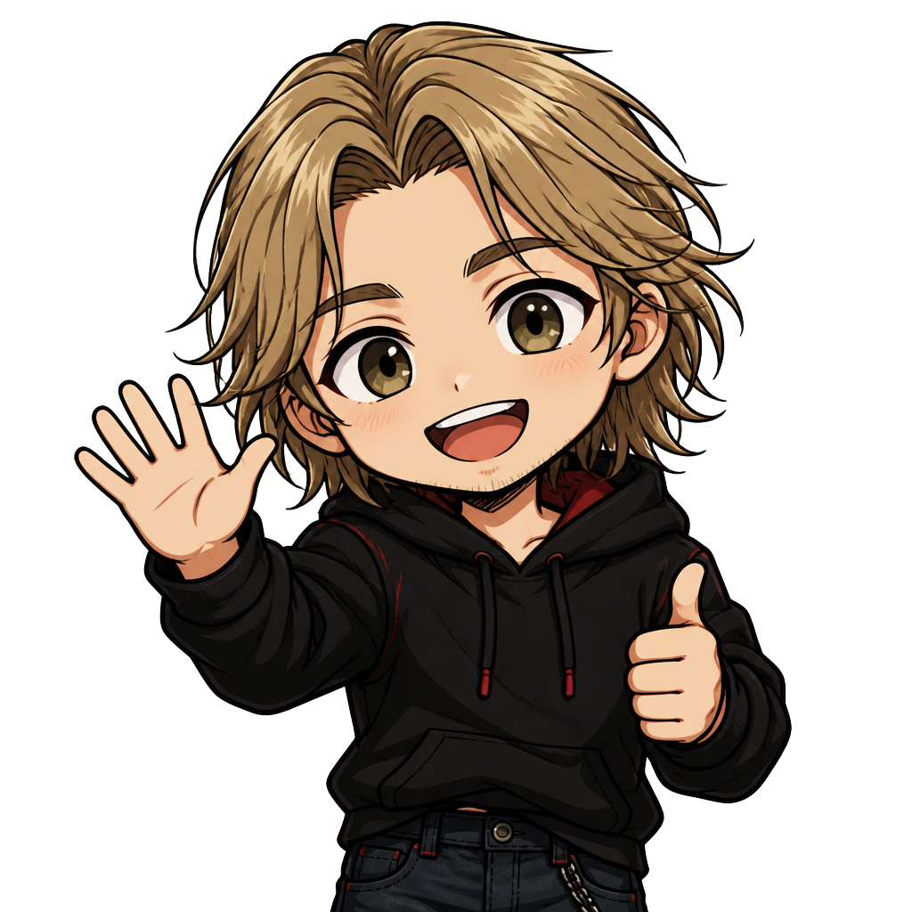 Chibi illustration of Christopher waving
